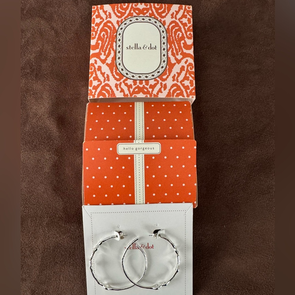 Stella and Dot Silver/CZ Hoop Earrings